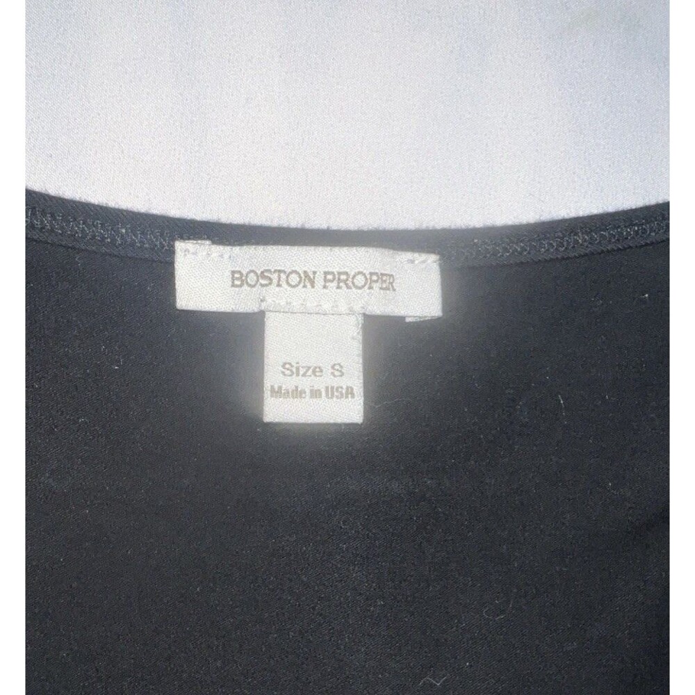 BOSTON PROPER Women's Long Sleeve Top Black V Neck Size Small w/extra Layer - Picture 2 of 7